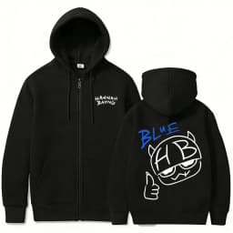Funny Hannah Bahng Blue Zipper Hoodie Men Women Casual Fleece Cotton Zip Up Jacket Unisex Fashion Oversized Zip Up Sweatshirts