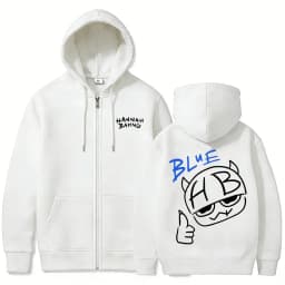 Funny Hannah Bahng Blue Zipper Hoodie Men Women Casual Fleece Cotton Zip Up Jacket Unisex Fashion Oversized Zip Up Sweatshirts