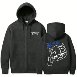 Funny Hannah Bahng Blue Zipper Hoodie Men Women Casual Fleece Cotton Zip Up Jacket Unisex Fashion Oversized Zip Up Sweatshirts
