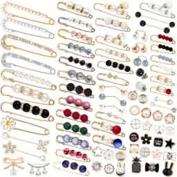 40-Pack Mixed Style Anti-exposure Brooch Button Set, Exquisite Versatile Style, Suitable for Waist Cinching / Neckline Security