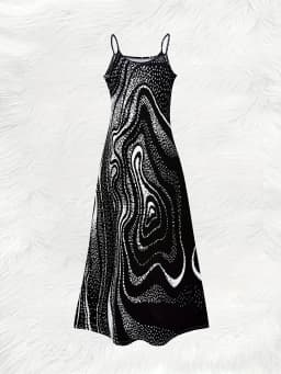 Abstract Wave Print Textured Women's Sleeveless V Neck Dress Summer Casual Loose Fit Flowy Midi Dress for Women 2024