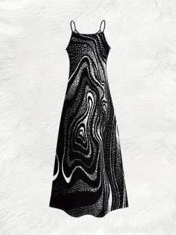 Abstract Wave Print Textured Women's Sleeveless V Neck Dress Summer Casual Loose Fit Flowy Midi Dress for Women 2024