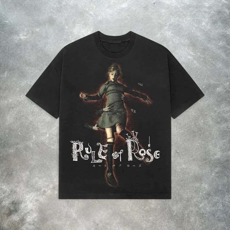 Rule of Rose Tee Y2K Vintage PS2 Horror Game T-Shirt Summer Men's and Women's Loose and Breathable T-shirt Top