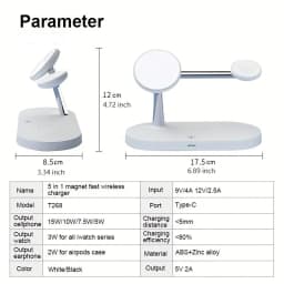 TIMESS Wireless Charging Station For iPhone17 16 15 14 PRO MAX For Apple Watch Series 11 10 9 8 For Airpods PRO Wireless Charger