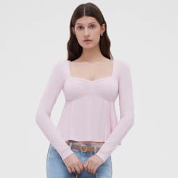 Women Fairy Y2k Cottage T-shirt Coquette Square Neck Long Sleeve Babydoll Tees Autumn Spring Vintage Clothes Casual Pullover Top