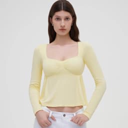 Women Fairy Y2k Cottage T-shirt Coquette Square Neck Long Sleeve Babydoll Tees Autumn Spring Vintage Clothes Casual Pullover Top