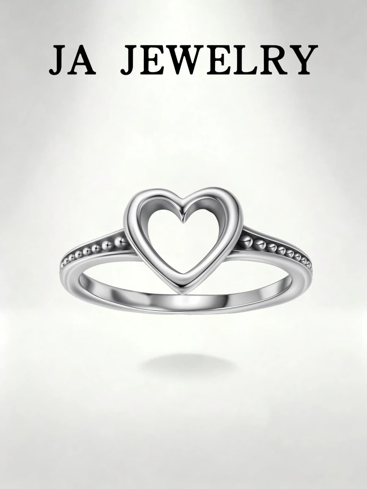 Sterling Silver Open Heart Ring Minimalist Dainty Promise Ring for Women