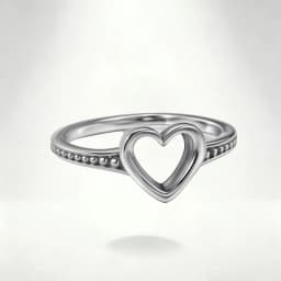 Sterling Silver Open Heart Ring Minimalist Dainty Promise Ring for Women