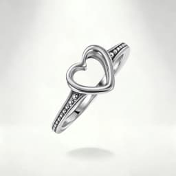 Sterling Silver Open Heart Ring Minimalist Dainty Promise Ring for Women