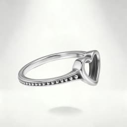 Sterling Silver Open Heart Ring Minimalist Dainty Promise Ring for Women