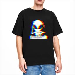 Alien Dj Trippy Vaporwave Techno Rave EDM Music Festival T Shirt Beach Funny T Shirts Cotton Hip Hop Tshirt For Men Clothes