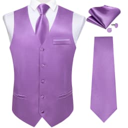 Men's Solid Color Suit Vest & Tie Set – Formal Waistcoat with Matching Necktie, Satin for Weddings, Business