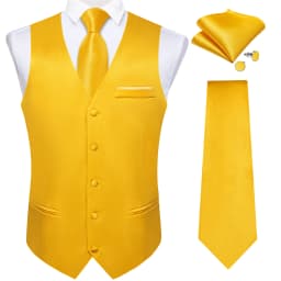 Men's Solid Color Suit Vest & Tie Set – Formal Waistcoat with Matching Necktie, Satin for Weddings, Business