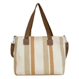 New style Big bag, women's new striped canvas bag, commuting tote bag, trendy single shoulder crossbody bag, versatile mommy bag