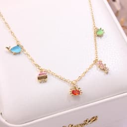 Ins Hot Sale Multicolor Crystal Ocean Animal Charm Pendant&necklaces for Women Delicate Starfish Chain Choker Necklaces