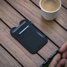 Slim Card Holder Wallet with RFID Blocking, Elastic Pocket - Minimalist 5+ Card Holder, Keyring & ID Slot for Men Women