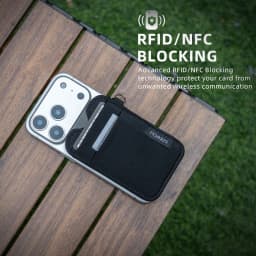 Slim Card Holder Wallet with RFID Blocking, Elastic Pocket - Minimalist 5+ Card Holder, Keyring & ID Slot for Men Women