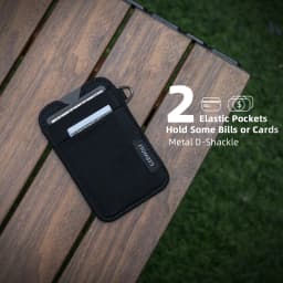 Slim Card Holder Wallet with RFID Blocking, Elastic Pocket - Minimalist 5+ Card Holder, Keyring & ID Slot for Men Women