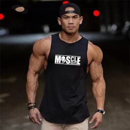 Mens Summer Cotton Workout Tank Tops Gym Bodybuilding Sleeveless Singlets Fitness Clothing Breathable Loose Muscle Shirts