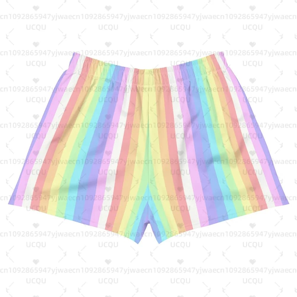 Rainbow Stripe Festival Shorts Yume Kawaii Shorts Pastel Goth Clothing Pride Run Swim Gym Workout Women's Shorts
