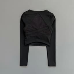 Women Deep V Mesh Back Cutout Crop Long Sleeve Yoga Top Slim Quick Dry Breathable Running Fitness Sports Tee