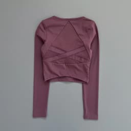 Women Deep V Mesh Back Cutout Crop Long Sleeve Yoga Top Slim Quick Dry Breathable Running Fitness Sports Tee