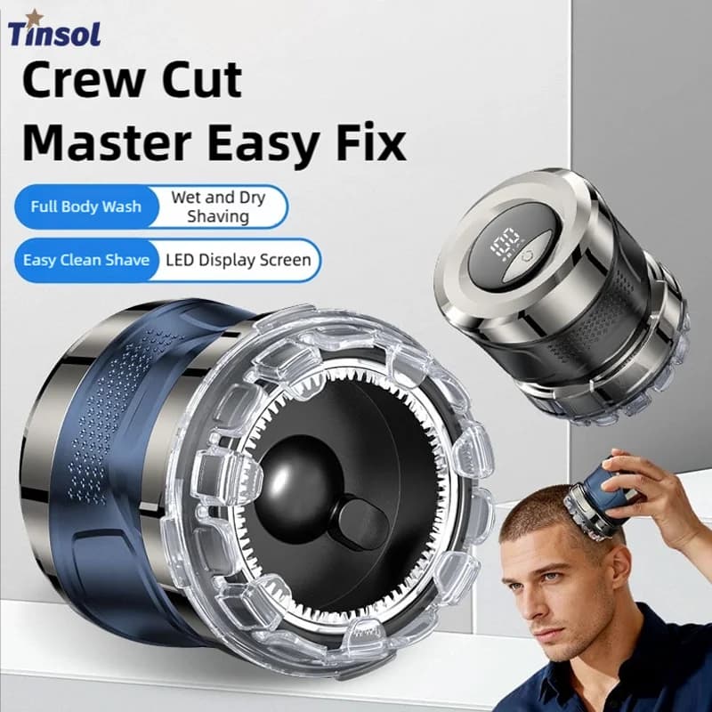TINSOL  Men's Electric Hair Trimmer Automatic Hair Clipper with LED Display and 5-7-9mm Adjustable Length Self-Haircut Clipper