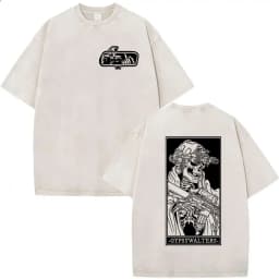 Vintage Washed Forward Observations Group Skeleton Merch T Shirts Men's Street Summer Cotton Oversized T-shirt Gothic Streetwear