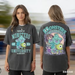 Camiseta Vintage De Dos Caras De Monsters Inc, Colores Cómodos, Camiseta De Mike Sulley Boo De La Universidad De Monsters De Dis
