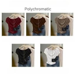New Summer Women's Design Casual Solid Color Top Slim Fit Irregular Versatile Short Sleeved T-shirt Korean Fashion Niche Style