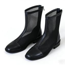 Women's Summer Breathable Mesh Ankle Boots - Square Toe Block Heel Back Zip Versatile Commute Sandal Boots