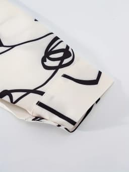 Abstract Face Line Print Long Sleeve Midi Dress for Women Vacation Style Casual Summer Dress Fashionable Loose Fit A-Line