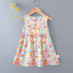 Children's Noil Poplin Dress Summer Floral Princess Dress Girls 2026 Summer New Suspender Vest Dress Beach Dress