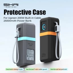 SIKAI Silicone Case for UGREEN Nexode 200W PB728/722 25000mAh PowerBank Travel Shockproof with Cable Organizer Ring Lanyard Hole