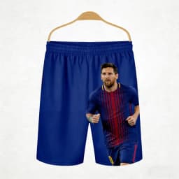 2026 Summer New Printed Messi Image Fashionable Casual Blue Sports Shorts, Adult Children's Plus Size Quick Drying Sports Pants
