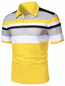 2026 Summer Men's Button-down Polo Shirt with Stripes Print Breathable Lightweight Casual Fashionable Outdoor Men's Clothing