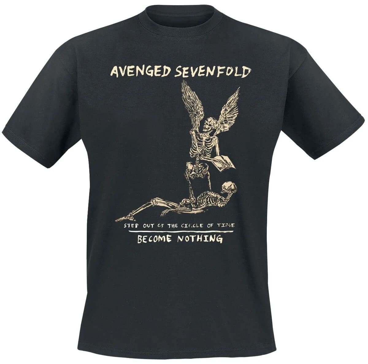 Avenged Sevenfold Step Out of The Circle Skeleton Angel Print Cotton T-Shirt Heavy Metal Streetwear Unisex Crew Neck Tee