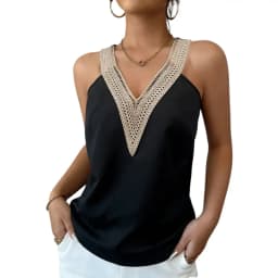 Women's Camisole Top V Neck Sleeveless Lace Trim Satin Loose Fit Tops Elegant Cami Spring Summer Chic Camisole Daily Light Tops