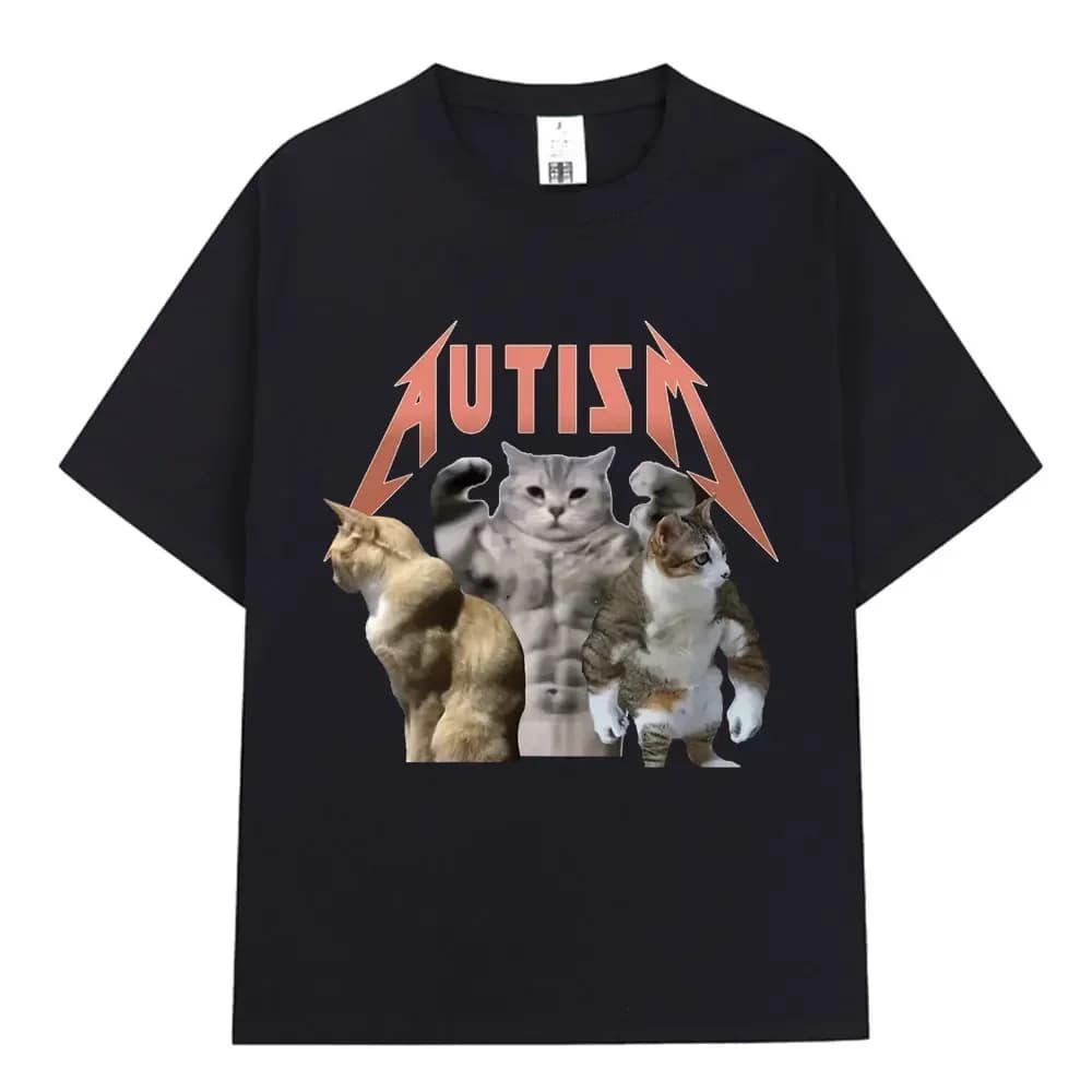 Buff Cats Autism Memory T-shirt Fitness Gym Fashion Hip Hop Short Sleeve T Summer Comfortable T-shirt tops