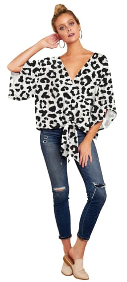 Plus Size Women's Casual V-Neck Blouse Printed Leopard Office Lady Fashion New Arrival Trendy Comfortable