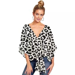 Plus Size Women's Casual V-Neck Blouse Printed Leopard Office Lady Fashion New Arrival Trendy Comfortable