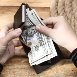 CONTACT'S Crazy Horse Leather Card Holder Wallet Men Automatic Pop Up ID Card Case Small Coin Purse RFID Blocking Male Wallets