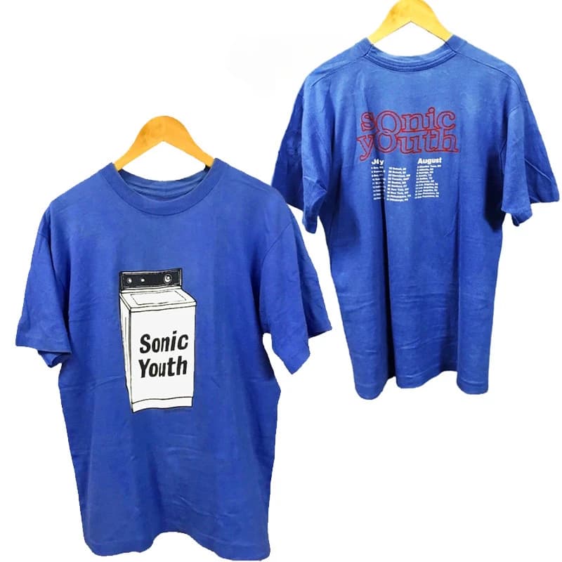 SONIC YOUTH Blue T-shirt Sonic Youth Washing Machine Album Casual T-Shirt Men's and Women's Luxury Brand Top