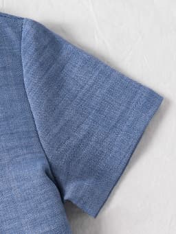 Sweet Style Denim Blue Pleated Hem Big Bow Girls Short Sleeve Dress New Arrival