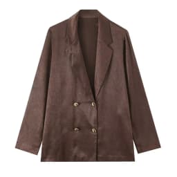 Women's Suit 2026 Spring New Style Reddish-Brown Long Sleeve Draped Pleated Decorative Simple Blazer and Trousers Set Fashion