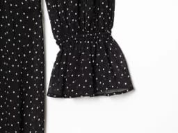 Spring and summer new women's minimalist polka dot printed high neck long sleeved pleated decorative dress
