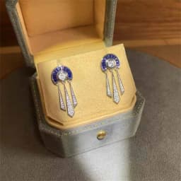 Creative Roman trapezoidal blue crystal tassel earrings for women light luxury trend retro style elegant earring jewelry