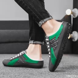 2025 Spring and Autumn Fashion New Versatile Trendy Men's Flat Flat Shoes with Anti Slip Soft Bottom Half Dragged Men's Shoes