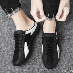 2025 Spring and Autumn Fashion New Versatile Trendy Men's Flat Flat Shoes with Anti Slip Soft Bottom Half Dragged Men's Shoes