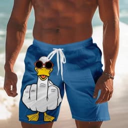 3D Print Ducks Disdain Short Pants For Men Funny Animal Pattern Beach Shorts Summer Hawaiian Board Shorts Surfing Beach Clothes
